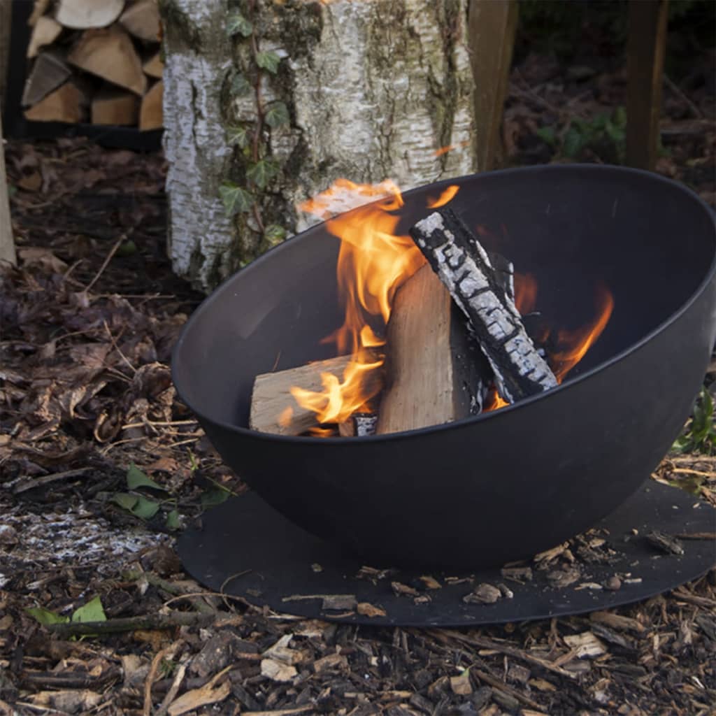 Esschert Design Bol de feu incliné sur disque Noir