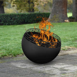 Esschert Design Bol à feu à rayures Noir