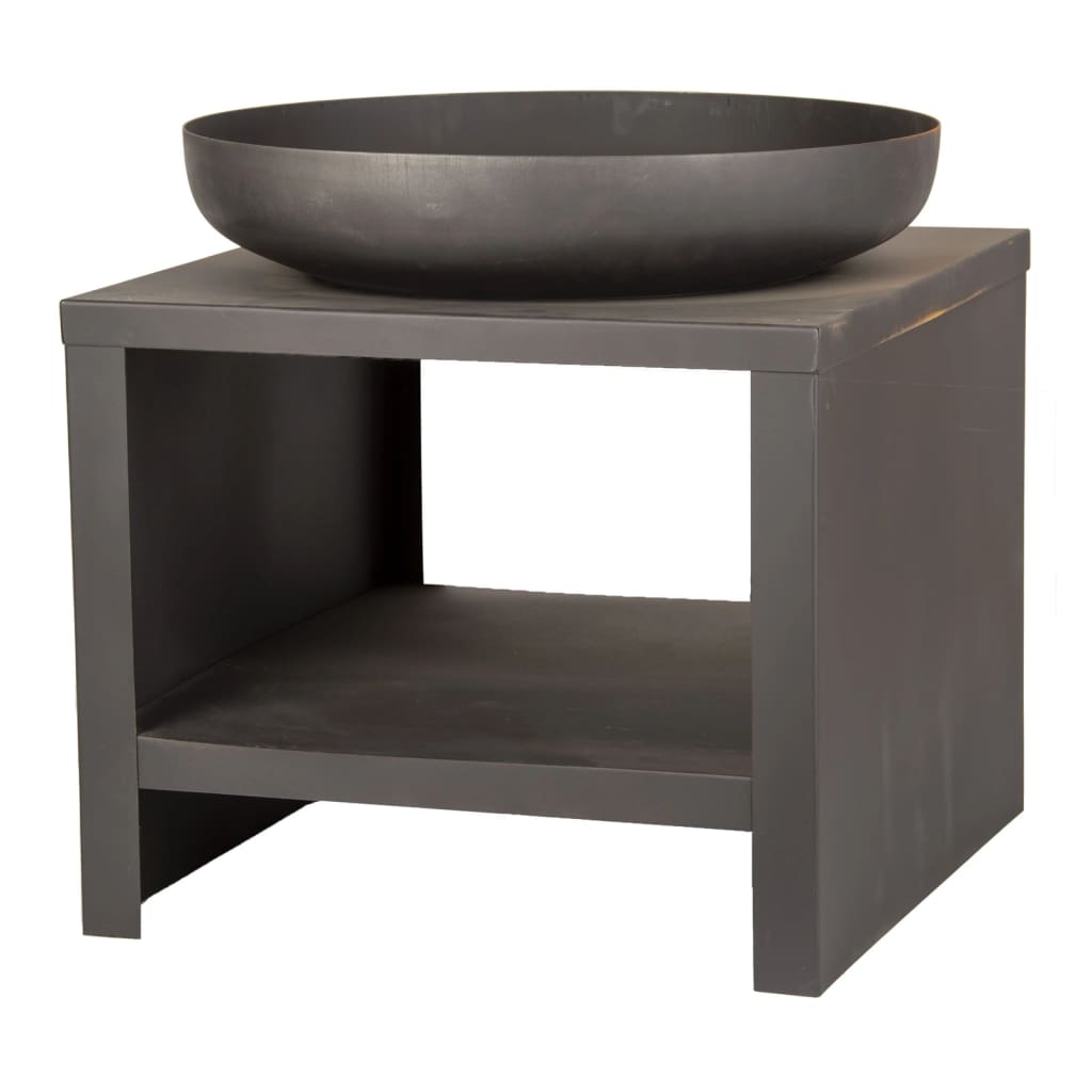 Esschert Design Bol à feu avec rangement en bois 62 cm Noir