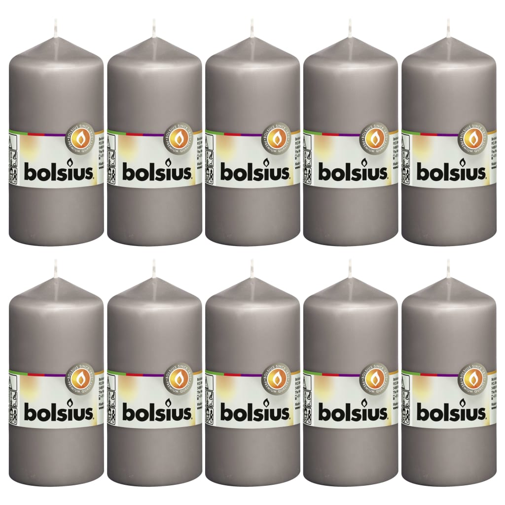 Bolsius Bougies pilier 10 pcs 120x58 mm Gris chaud