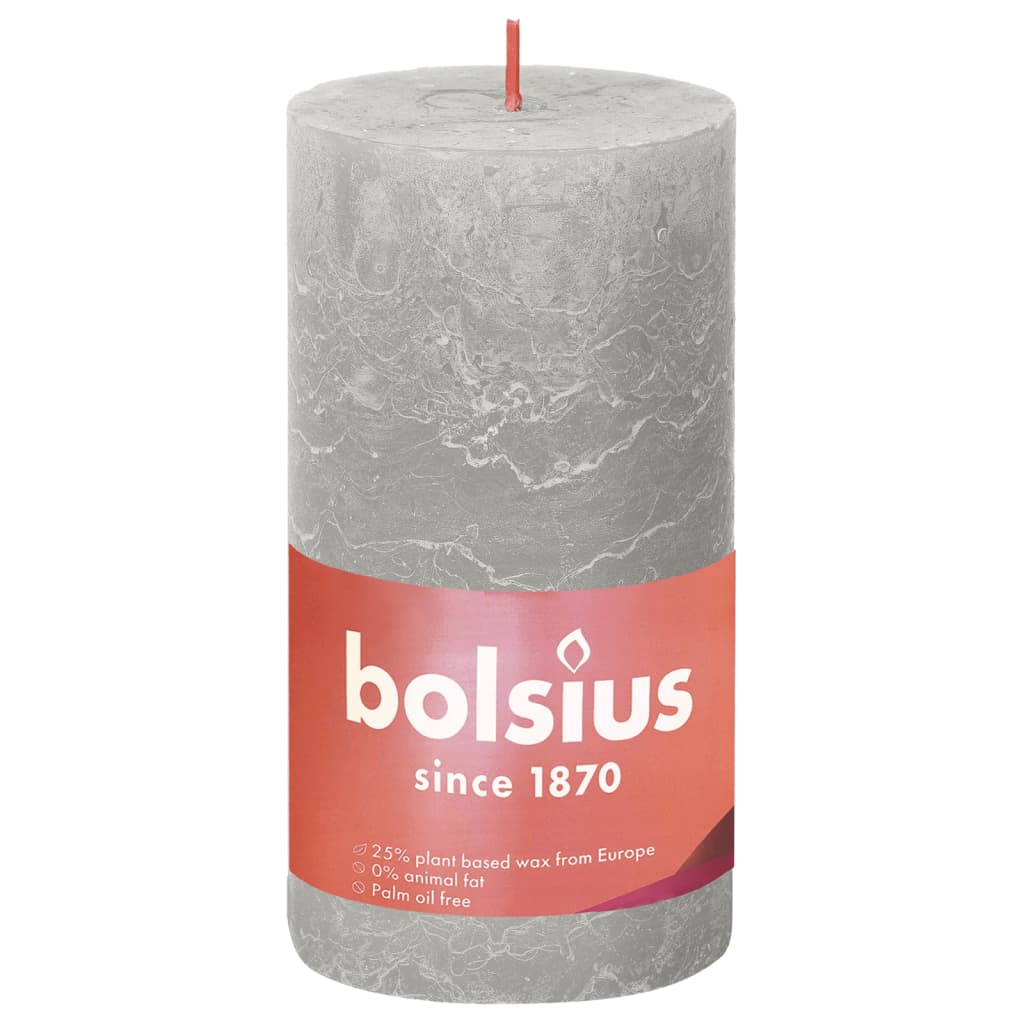 Bolsius Bougies pilier rustiques Shine 4 pcs 130x68 mm Gris sableux