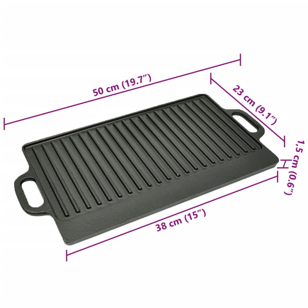 Wende-Grillschale aus Gusseisen 50x23 cm