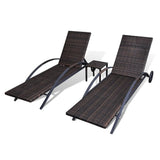 Deckchairs with table Resin wicker Brown