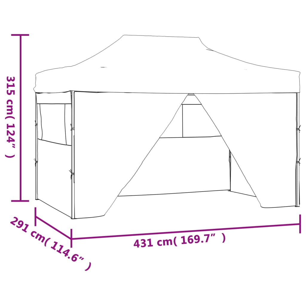 Tente pliable avec 4 parois latérales 3 x 4,5 m Bleu