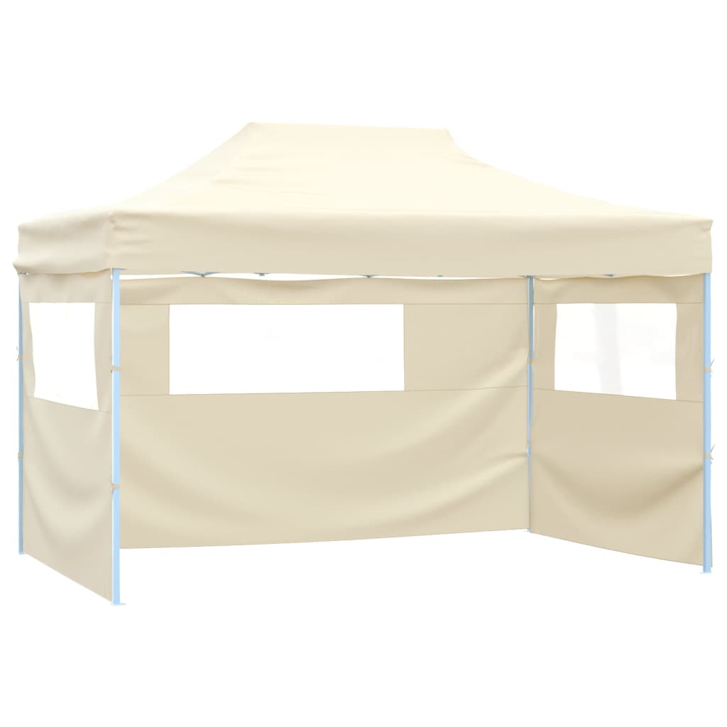 Tente pliable avec 4 parois latéraux 3 x 4,5 m Blanc crème