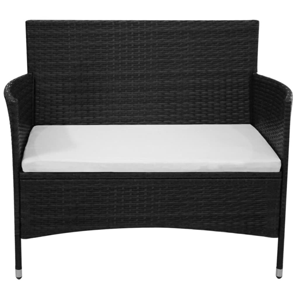 Banc de jardin 90 cm Résine tressée Noir