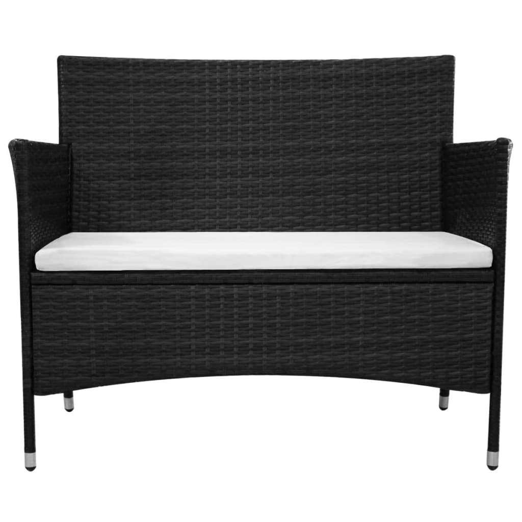 Banc de jardin 90 cm Résine tressée Noir