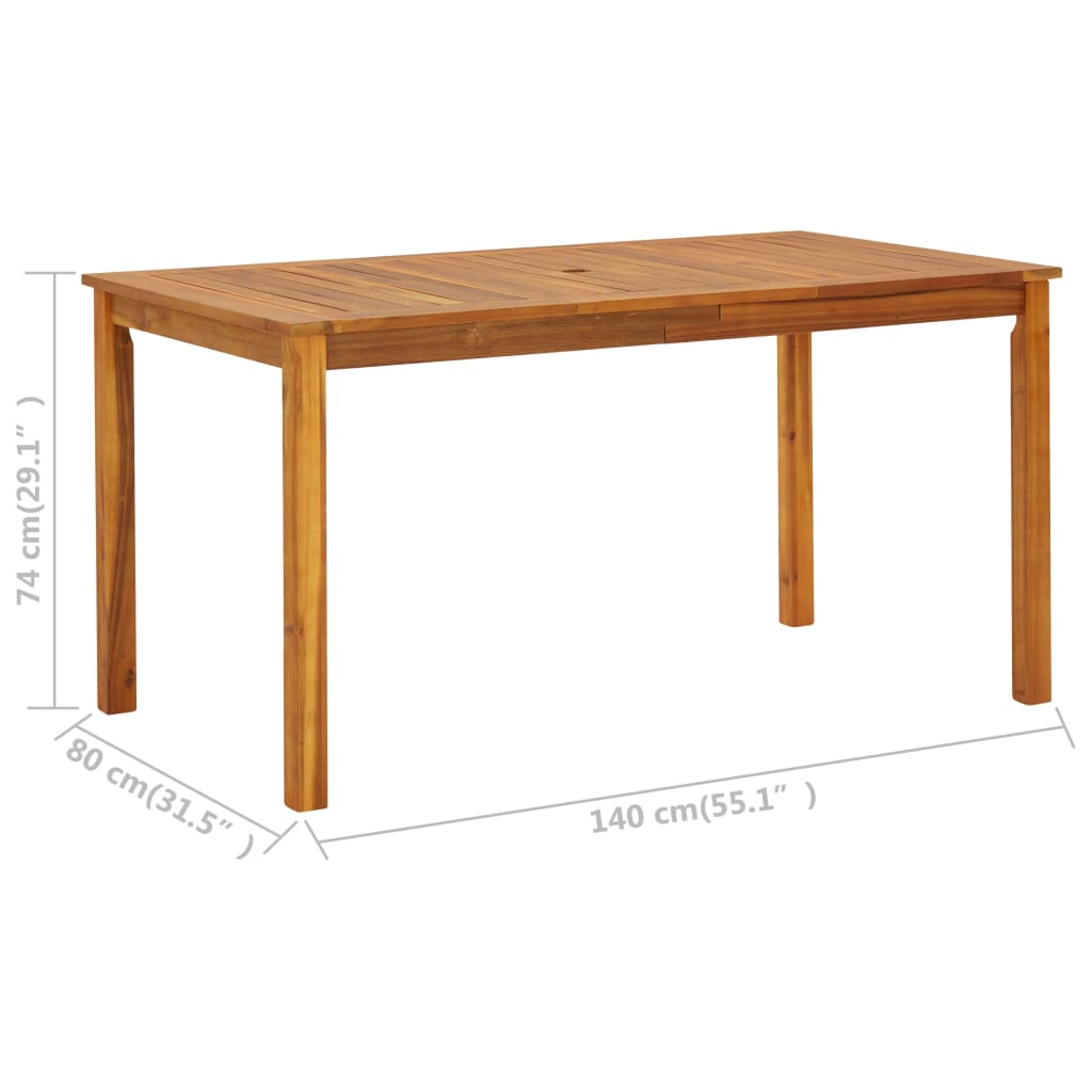 Table de jardin 140x80x74 cm Bois d'acacia massif