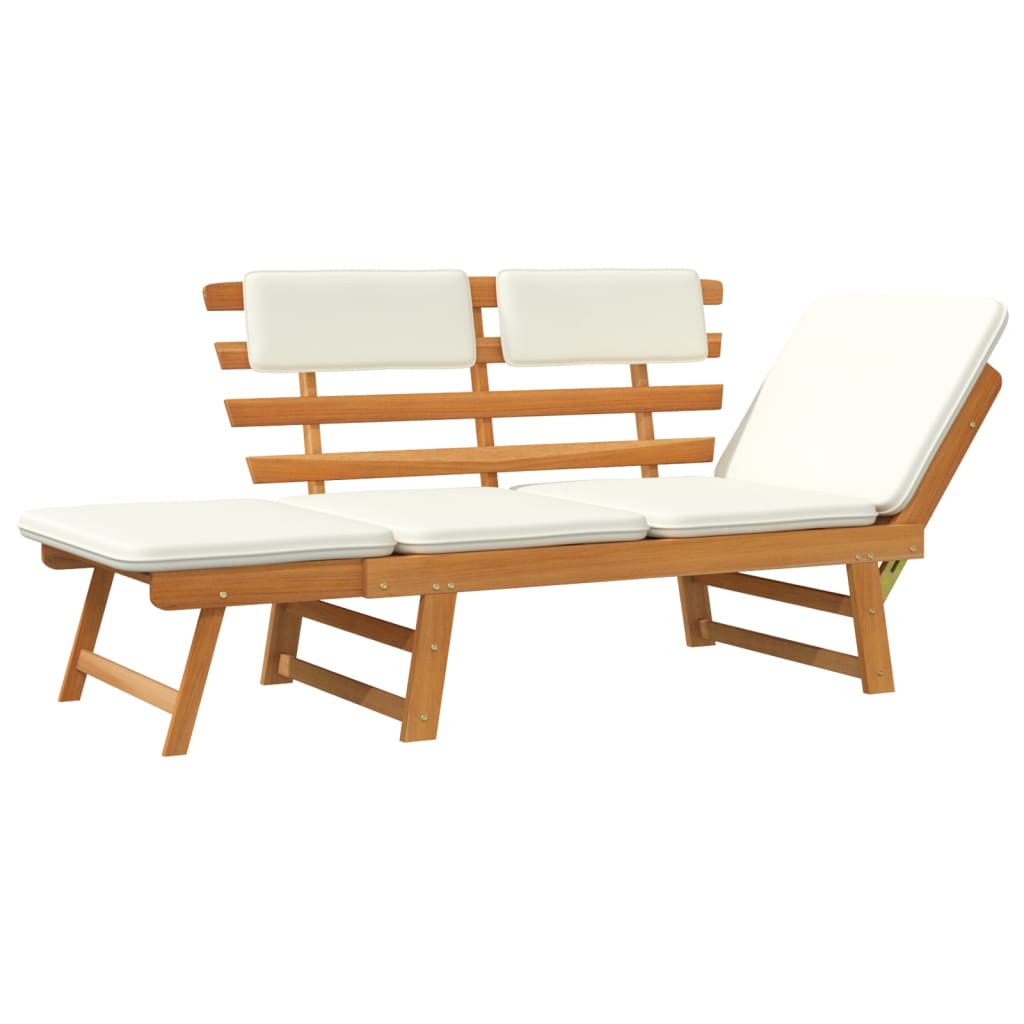 Banc de jardin avec coussins 2-en-1 190 cm Bois solide d'acacia