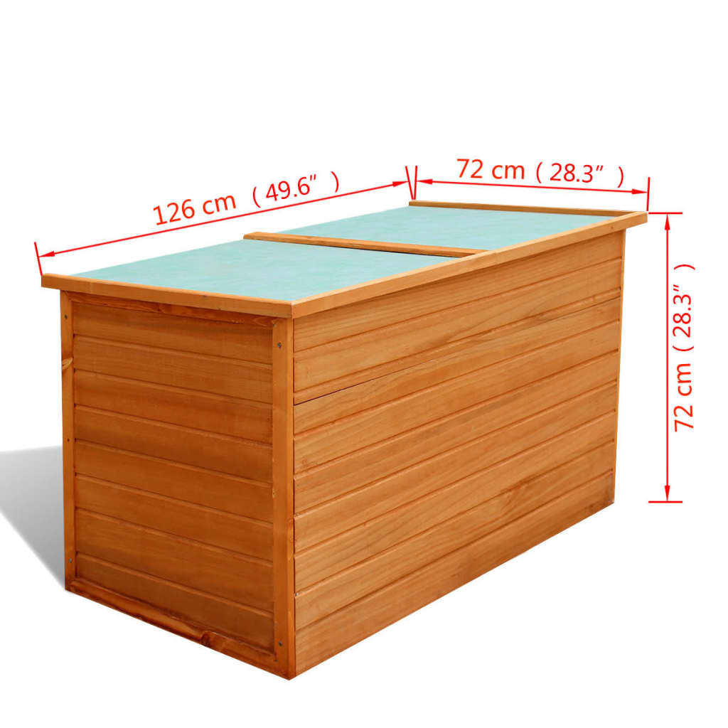 Boîte de rangement de jardin 126x72x72 cm Bois