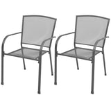 Chaises empilables de jardin lot de 2 Acier Gris