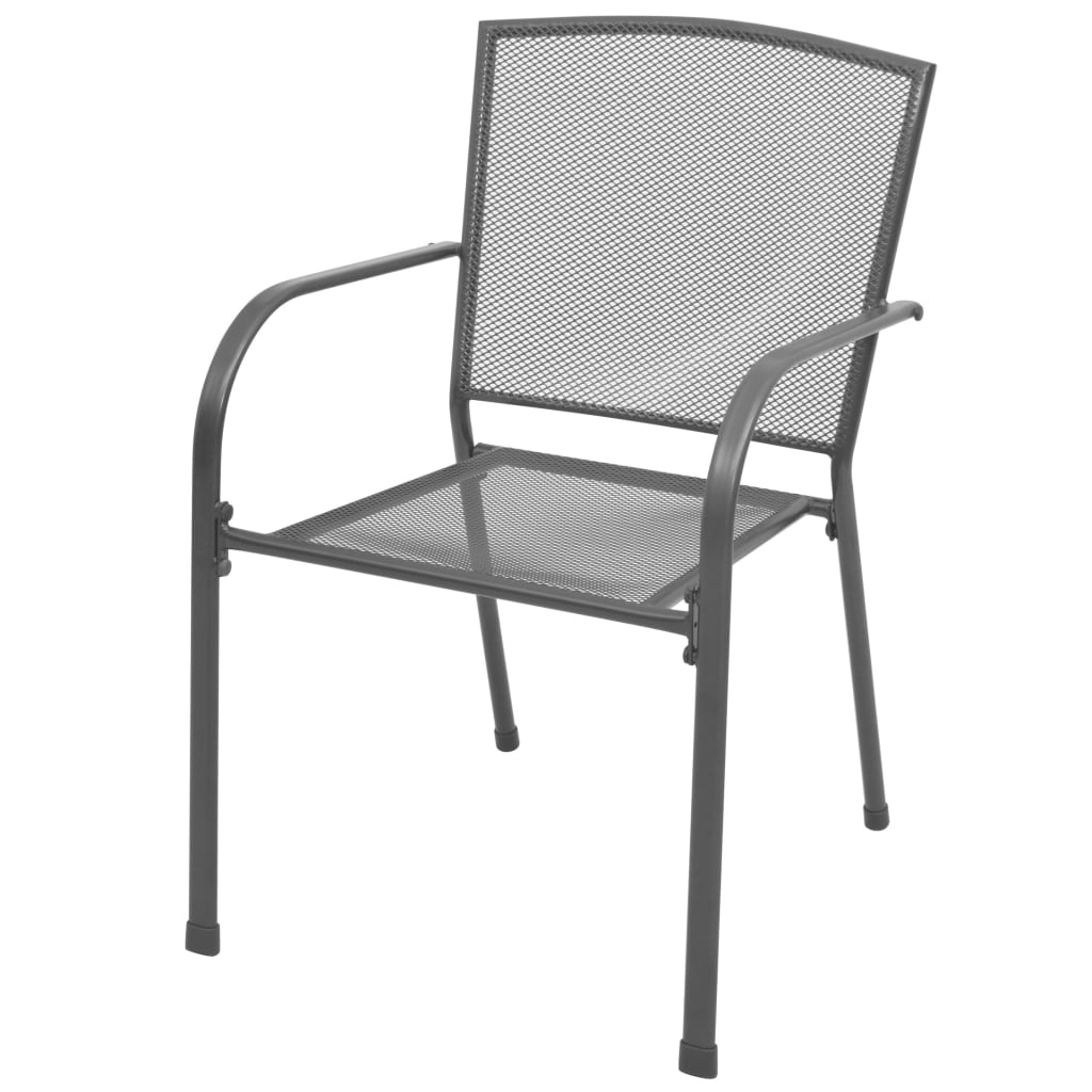 Chaises empilables de jardin lot de 2 Acier Gris