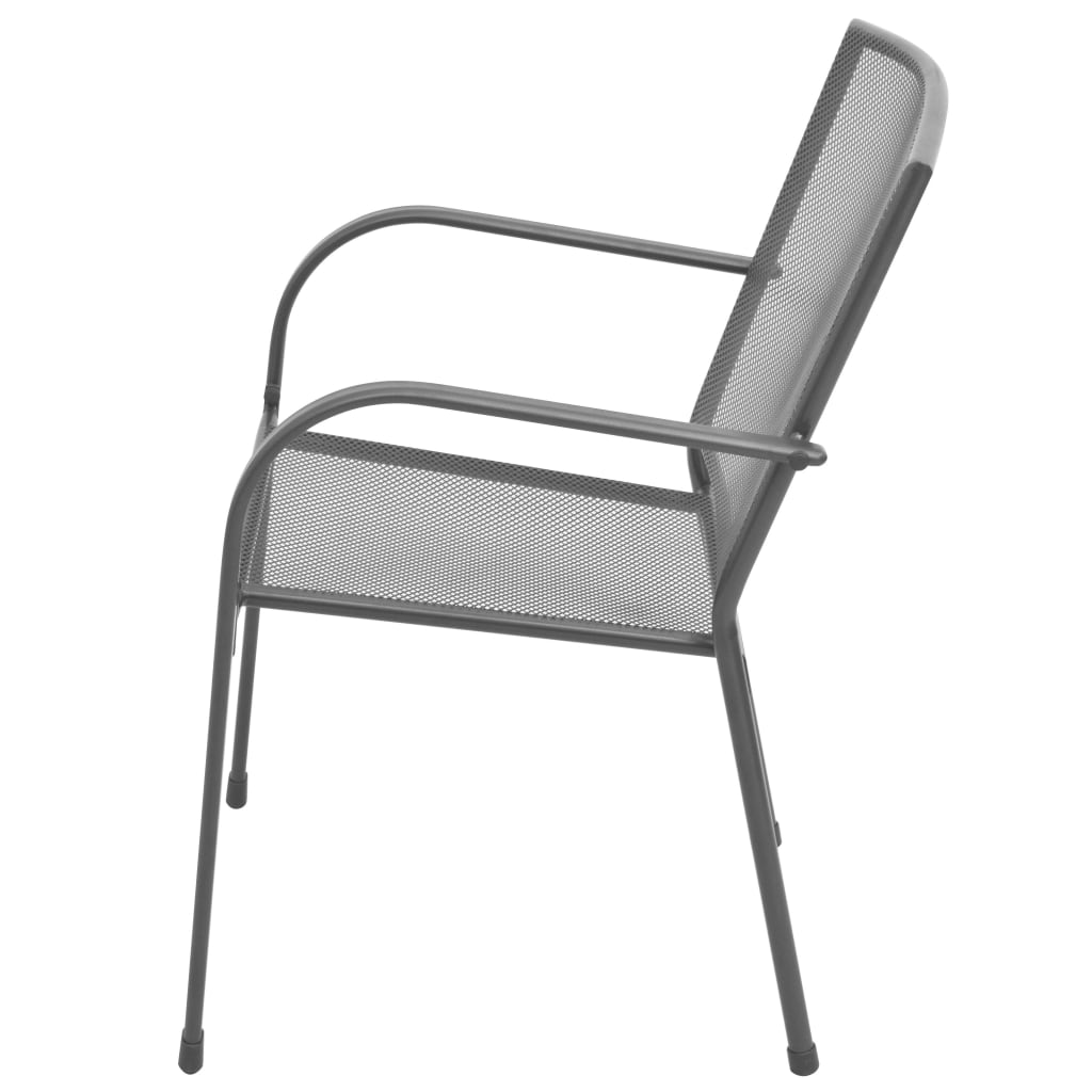 Chaises empilables de jardin lot de 2 Acier Gris