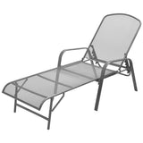 Chaises longues lot de 2 avec table Acier Anthracite