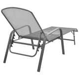 Chaises longues lot de 2 avec table Acier Anthracite