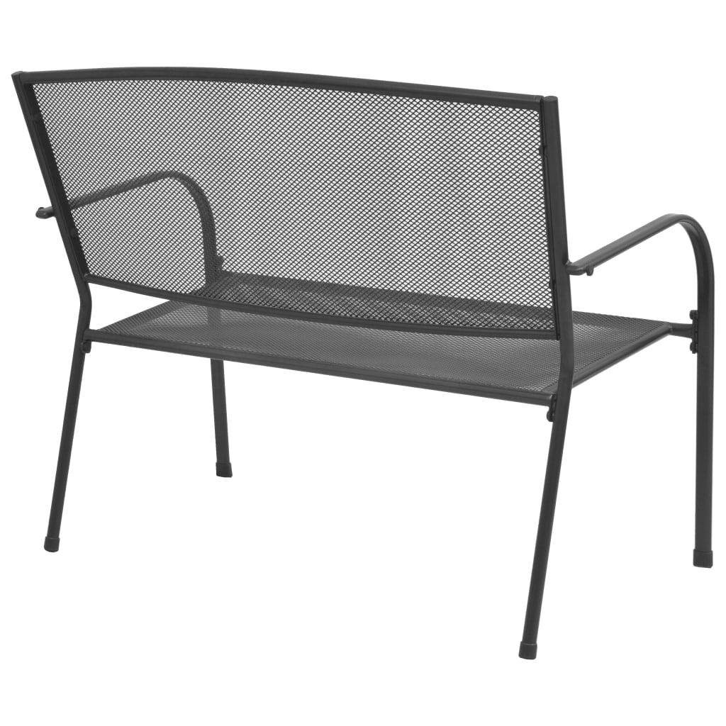 Banc de jardin 108 cm acier et maille anthracite