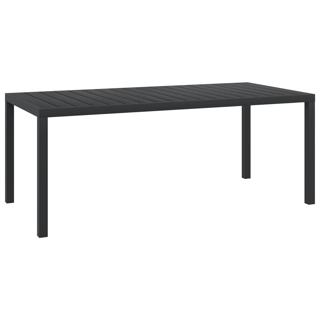 Black garden table 185 x 90 x 74 cm Aluminum and WPC