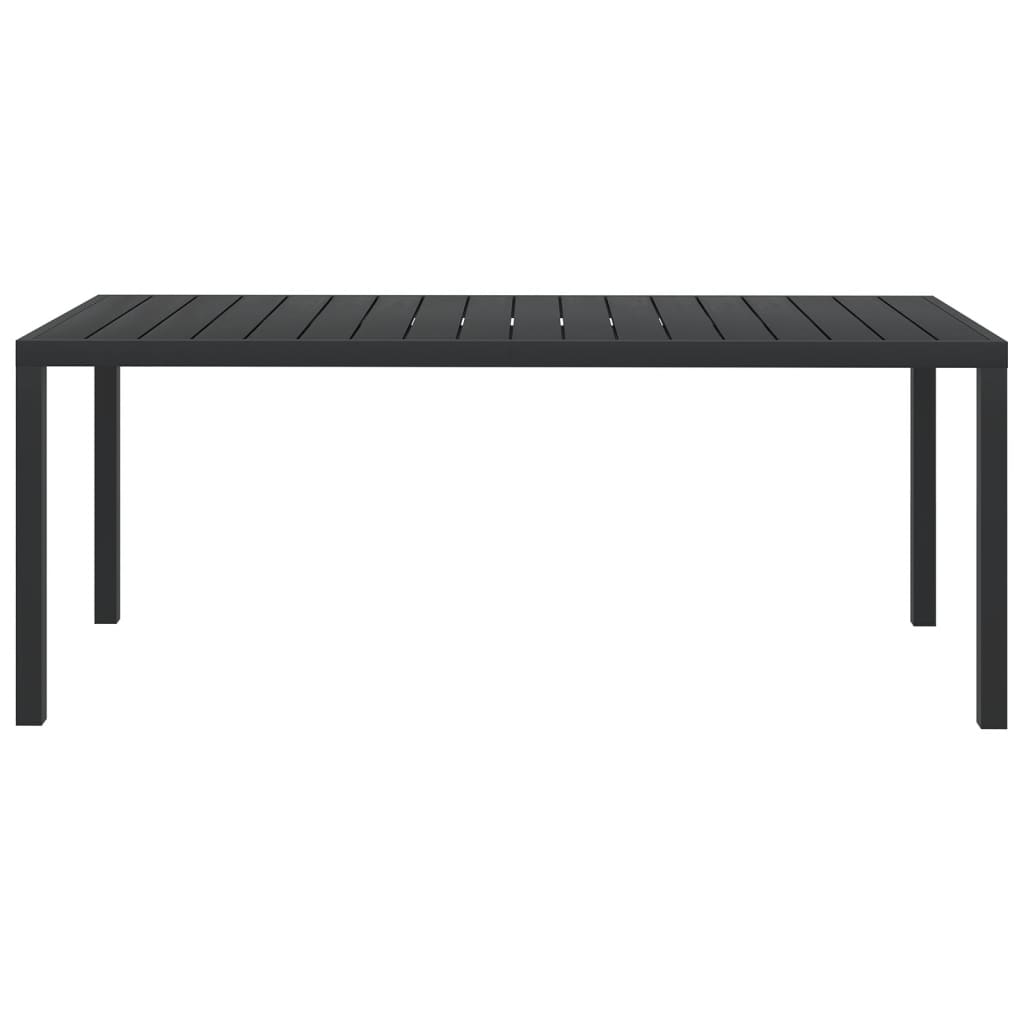 Black garden table 185 x 90 x 74 cm Aluminum and WPC