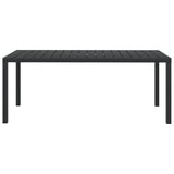 Black garden table 185 x 90 x 74 cm Aluminum and WPC