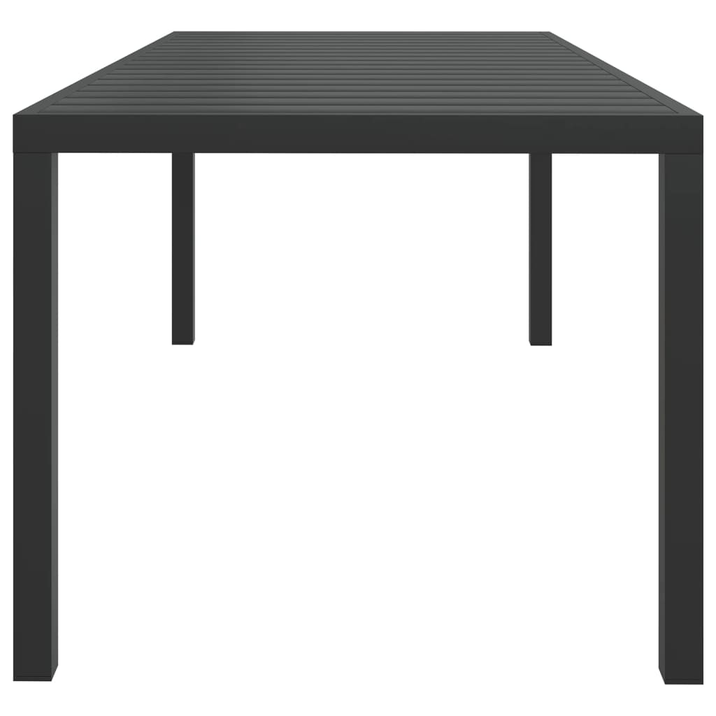 Black garden table 185 x 90 x 74 cm Aluminum and WPC