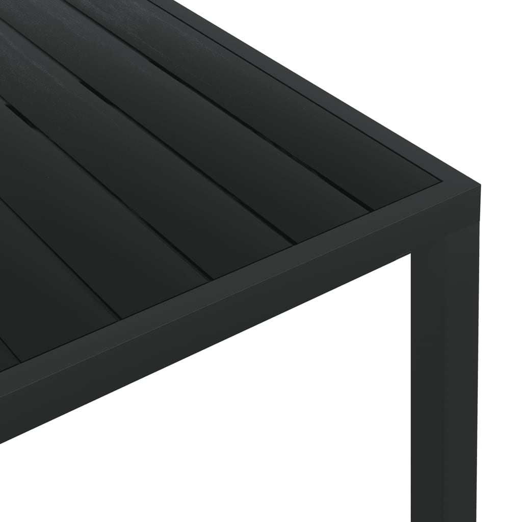 Black garden table 185 x 90 x 74 cm Aluminum and WPC