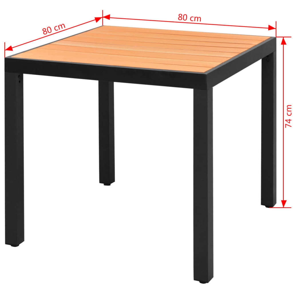 Table de jardin Marron 80 x 80 x 74 cm Aluminium et WPC