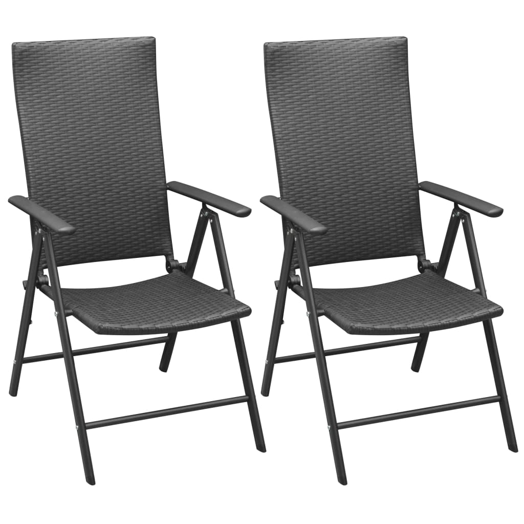 Chaises empilables de jardin lot de 2 Résine tressée Noir