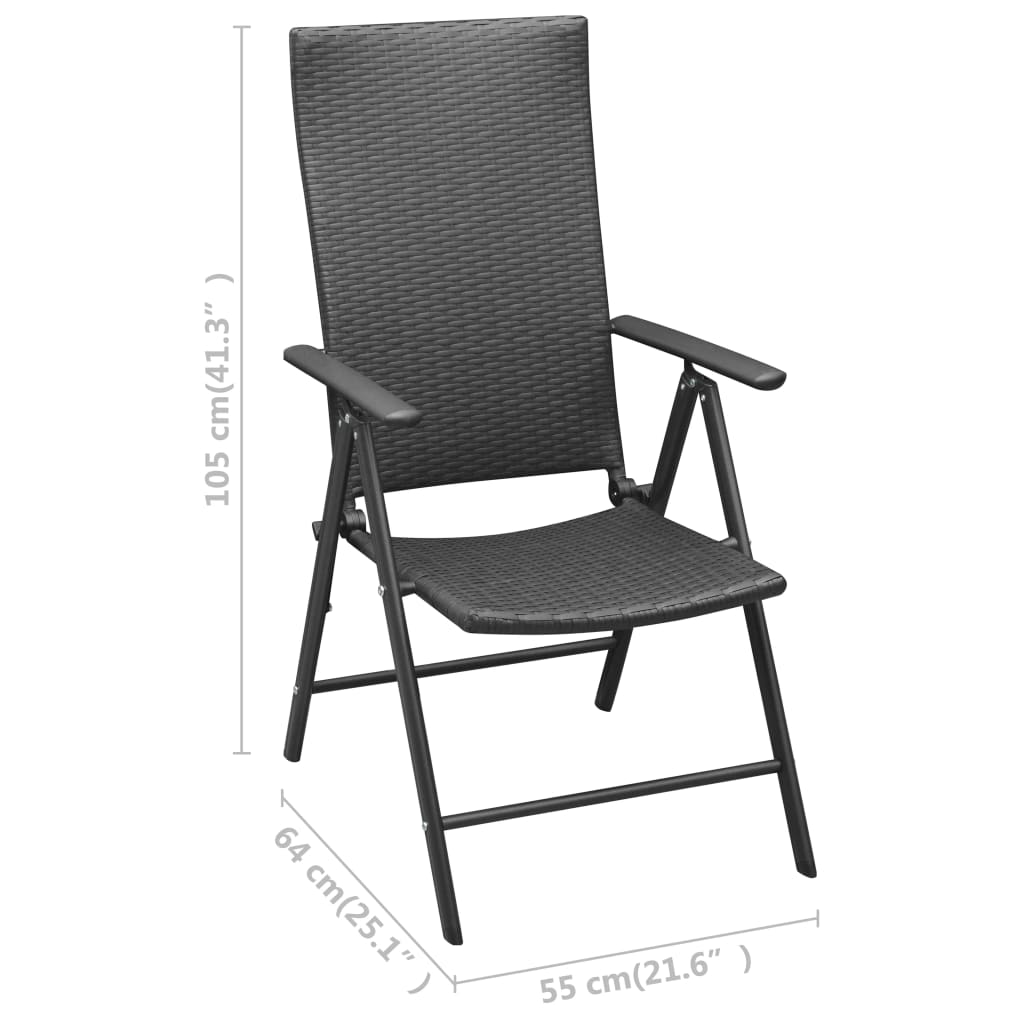 Chaises empilables de jardin lot de 2 Résine tressée Noir