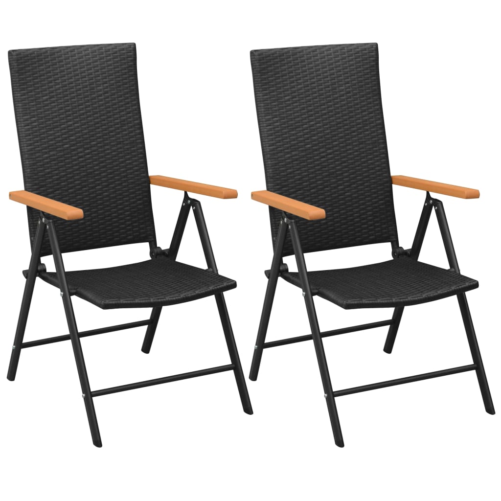 Chaises empilables de jardin lot de 2 Résine tressée Noir