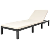 Chaise longue avec coussin Résine tressée Noir