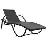 Chaise longue with cushion Black woven resin