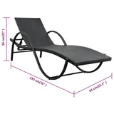 Chaise longue with cushion Black woven resin