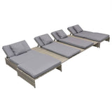 Salon de jardin 5 pcs avec coussins Résine tressée Gris