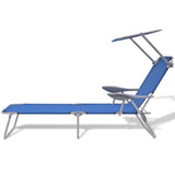 Chaise longue with awning Steel Blue