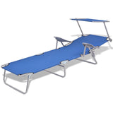 Chaise longue with awning Steel Blue