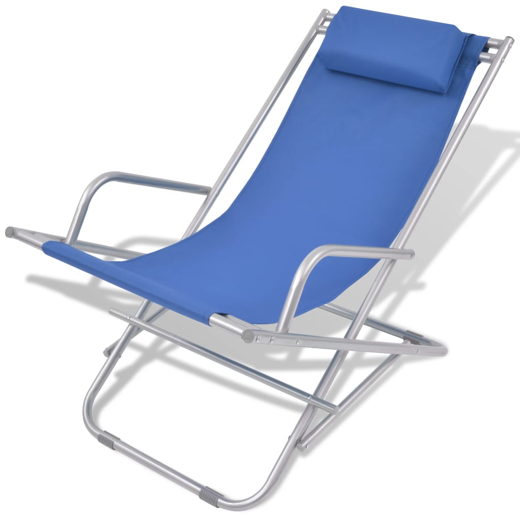 Chaises inclinables de terrasse lot de 2 Acier Bleu