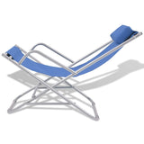 Chaises inclinables de terrasse lot de 2 Acier Bleu