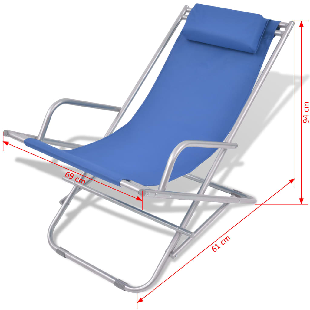 Chaises inclinables de terrasse lot de 2 Acier Bleu