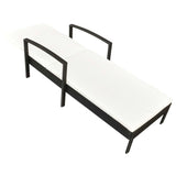 Chaise longue avec coussin Résine tressée Noir