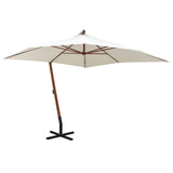 Parasol suspendu avec poteau en bois 300x300 cm blanc