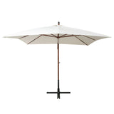 Parasol suspendu avec poteau en bois 300x300 cm blanc