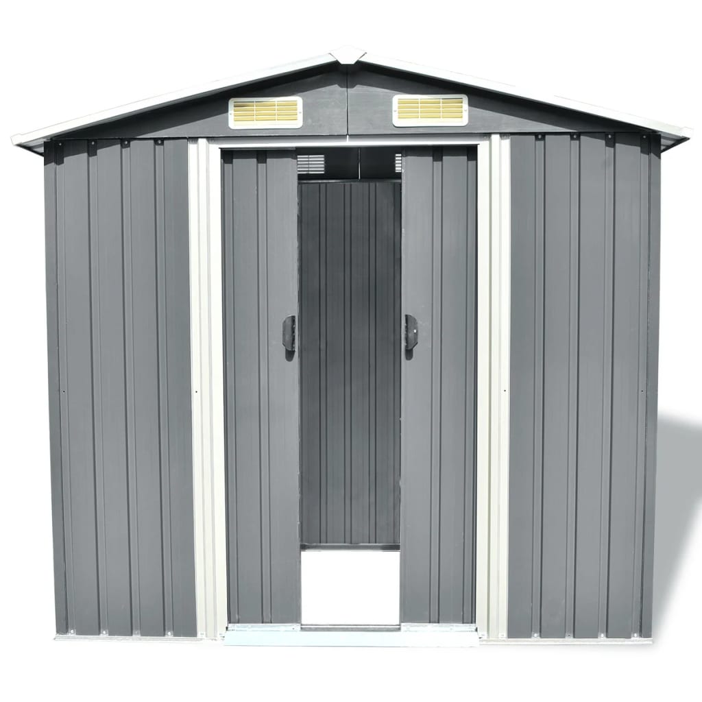 Garden storage shed Metal Grey 204 x 132 x 186 cm