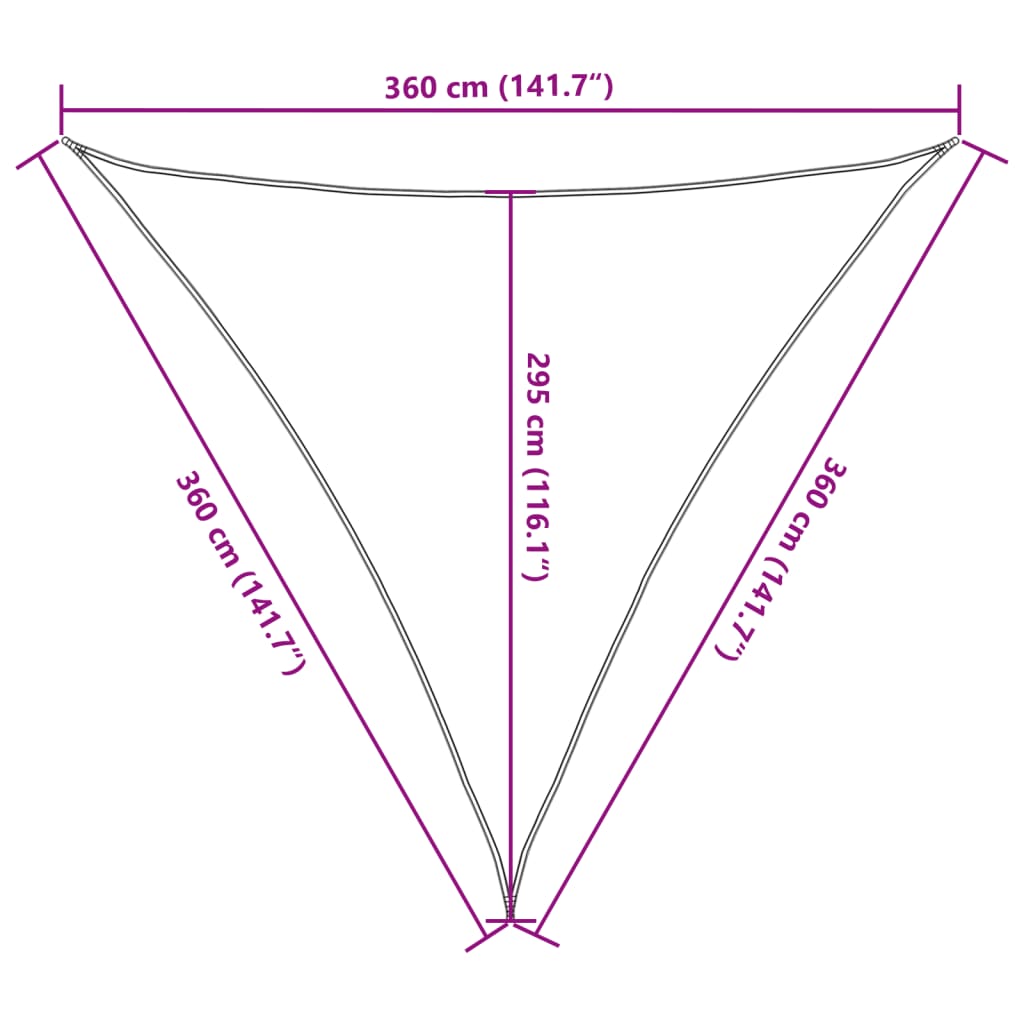 Voile d'ombrage PEHD Triangulaire 3,6 x 3,6 x 3,6 m Blanc