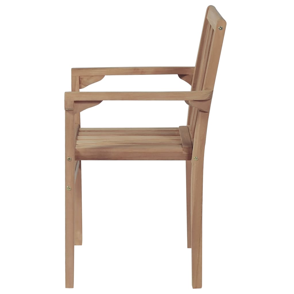 Chaises empilables de jardin lot de 2 Bois de teck solide