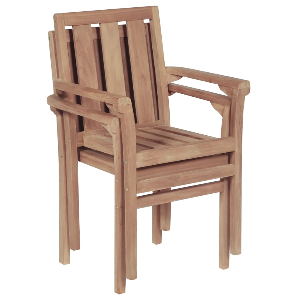 Chaises empilables de jardin lot de 2 Bois de teck solide