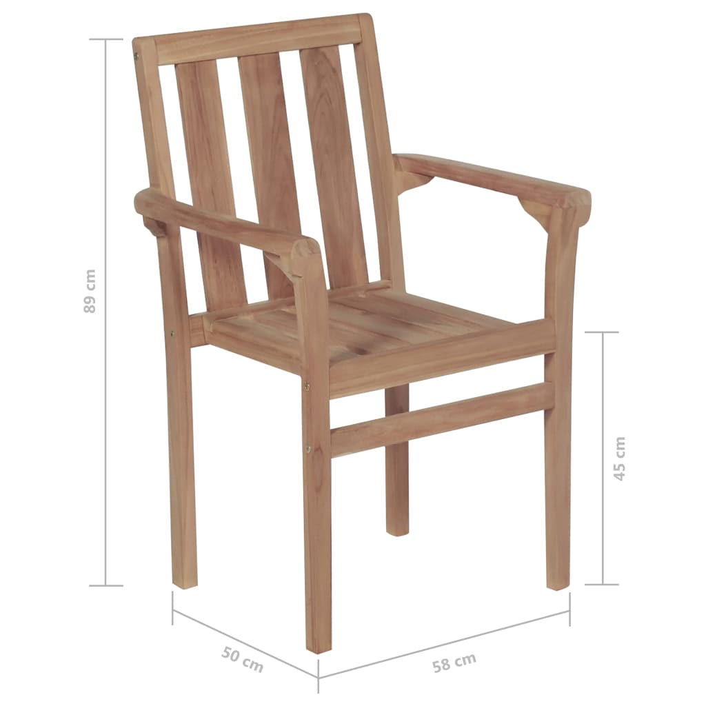 Chaises empilables de jardin lot de 2 Bois de teck solide