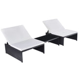 Chaises inclinables de jardin lot de 2 et table résine tressée