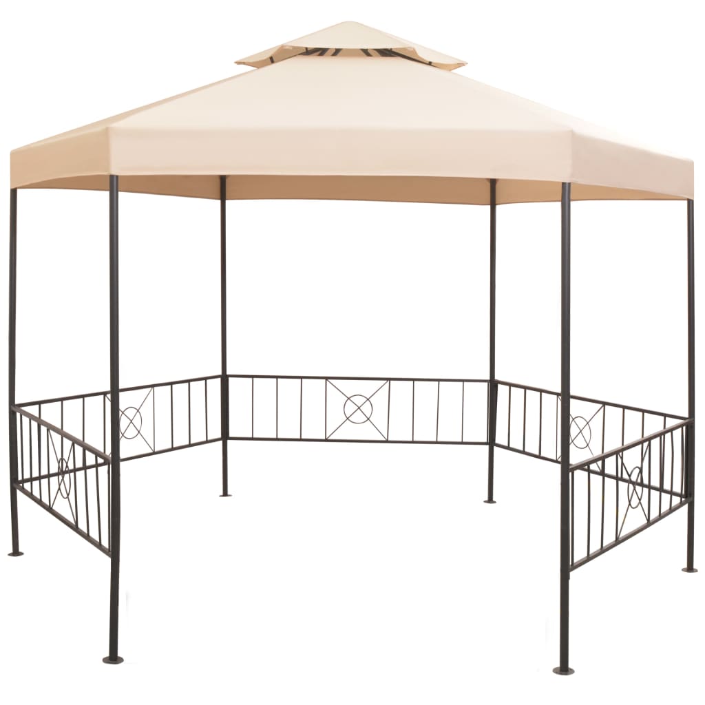 Chapiteau tente de jardin Hexagonal Beige 323 x 265 cm