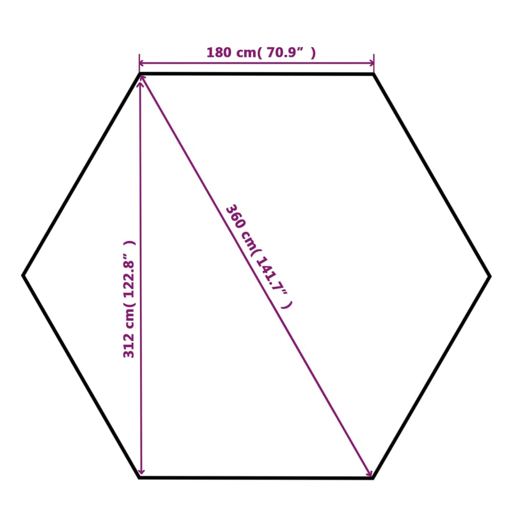 Chapiteau tente de jardin avec rideaux Hexagonal 360 x 265 cm