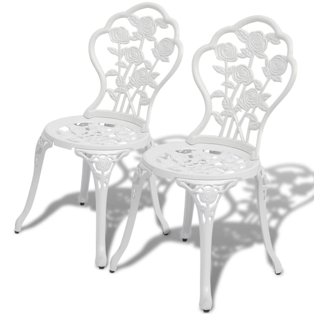 Chaises de bistro lot de 2 Aluminium coulé Blanc